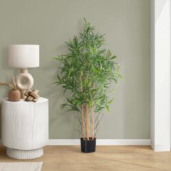 50" Tall, Artificial Plant, Bamboo Tree, Indoor, Faux, Fake, Floor, Greenery, Potted, Decorative - Green / Black