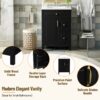 Bathroom Vanity With Sink, Soft Close Storage - Black - Image 7