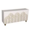Modern Fluted Sideboard Buffet With Storage, Curve Element, 4 Doors With Adjustable Shelves - White - Image 6