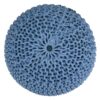 Nikki - Hand Knit Round Pouf - Blue / Navy Blue - Image 5