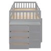 Twin Over Twin Classic Bunk Bed With 4 Drawers And 3 Shelves - Gray - Image 6