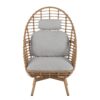 Ellis - Outdoor Wicker High Back Lounge Chair, Teak Finished Leg - Light Brown / Beige - Image 3