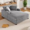 Oversized Chaise, Lounge Chair Classic Design, Soft Fabric, Durable Frame With Solid Wood Legs - Gray - Image 3