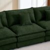 Modern Modular Sectional Sofa Set With Movable Ottoman Chenille, L Shaped - Green - Image 9