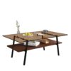 Rectangle Coffee Table, Tempered Glass Tabletop With Metal Legs, Modern Table For Living Room - Brown - Image 6