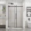 Frameless 48" X 72" Sliding Shower Door, Tempered Glass - Matte Black - Image 12