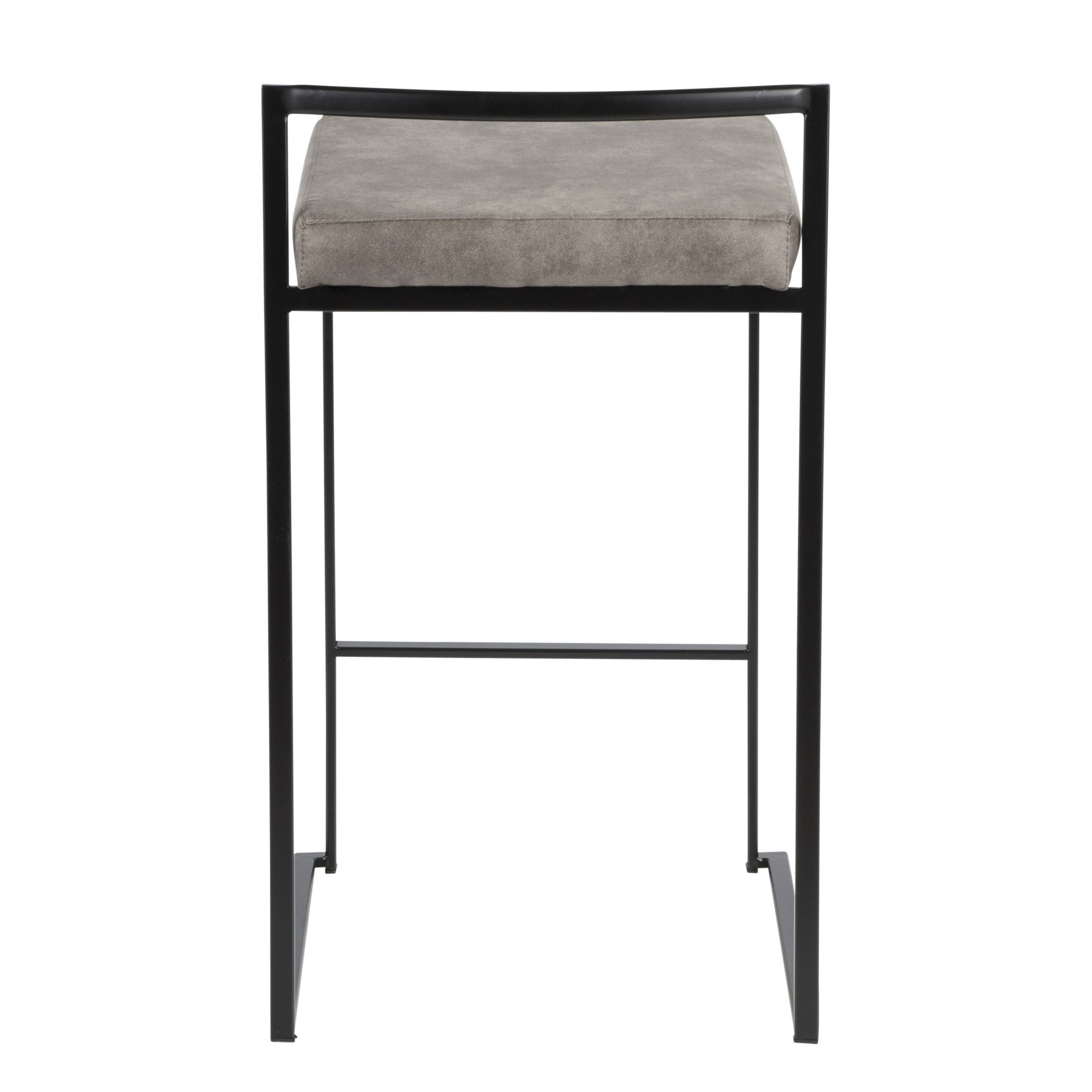 Fuji - Contemporary Stackable Counter Stool (Set of 2) - Black / Stone - Image 5