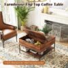 Rustic Flip Top Coffee Table With Hidden Storage - Black / Brown - Image 18