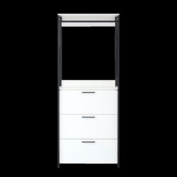 Fiona - Contemporary Wood And Metal Walk In Closet With 3 Drawers - White