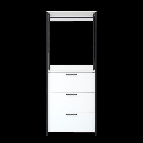 Fiona - Contemporary Wood And Metal Walk In Closet With 3 Drawers - White