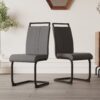 Modern Dining Chairs With High Back Upholstery, C Shaped Tube Design Metal Legs (Set of 2) - Gray - Image 4