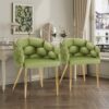 Luxury Handmade Accent Chair (Set of 2) With Gold Legs, Modern Green Velvet Armchair For Living Room And Bedroom - Green - Image 2