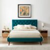 Dillon - Velvet Platform Bed - Blue - Image 8