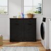 Double Tilt Out Trash Cabinet With Hideaway Drawer And Barn Door - Black - Image 18