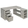 L Shape Computer Desk With Storage - Driftwood / Gray - Image 4