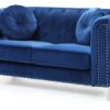 Elegant Contemporary Upholstered Loveseat - Navy Blue - Image 7
