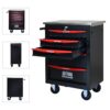 5 Drawer Multifunctional Tool Cart With Wheels, Metal Rolling Tool Cart Storage For Garage Workshop Warehouse Repair Shop With Stainless Steel Roof - Black / Red - Image 7
