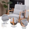 Accent Chair With Pillow, Upholstered Arm Chair - Light Gray - Image 5
