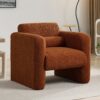 Modern Accent Chair Upholstered Comfy Reading Arm Chair Lambskin Sherpa Fabric - Burnt Orange - Image 7