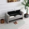 Modern Teddy Bed End Bench With Arms And Storage, Upholstered Large Foot Rest Stool, Comfy Window Vanity Bench For Living Room, Dorm, Coffee Table, Teddy - Gray - Image 5