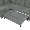 Versatile L Shaped Sofa Bed With Storage, Cup Holders, USB Ports Chenille - Gray - Image 25