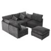 Modular U Shaped Sectional Sofa With USB Ports - Black - Image 13