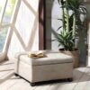 Aspen - Soft Close Storage Ottoman Sand Square Design - Sand - Image 2
