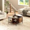 Lift Top Coffee Table With Storage, Adjustable Height Living Room - Black / Brown - Image 12