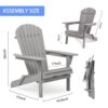 Wood Lounge Patio Chair For Garden Outdoor Wooden Folding Adirondack Chair (Set of 2) Solid Cedar Wood Lounge Patio Chair For Garden, Lawn, Backyard, - Gray - Image 3