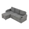 L Shaped Convertible Sofa Bed With Storage, Cup Holders, USB Ports Chenille - Gray - Image 22