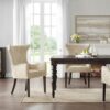 Angelica - Dining Arm Chair With Bronze Nailhead Trim (Set of 2) - Tan - Image 2
