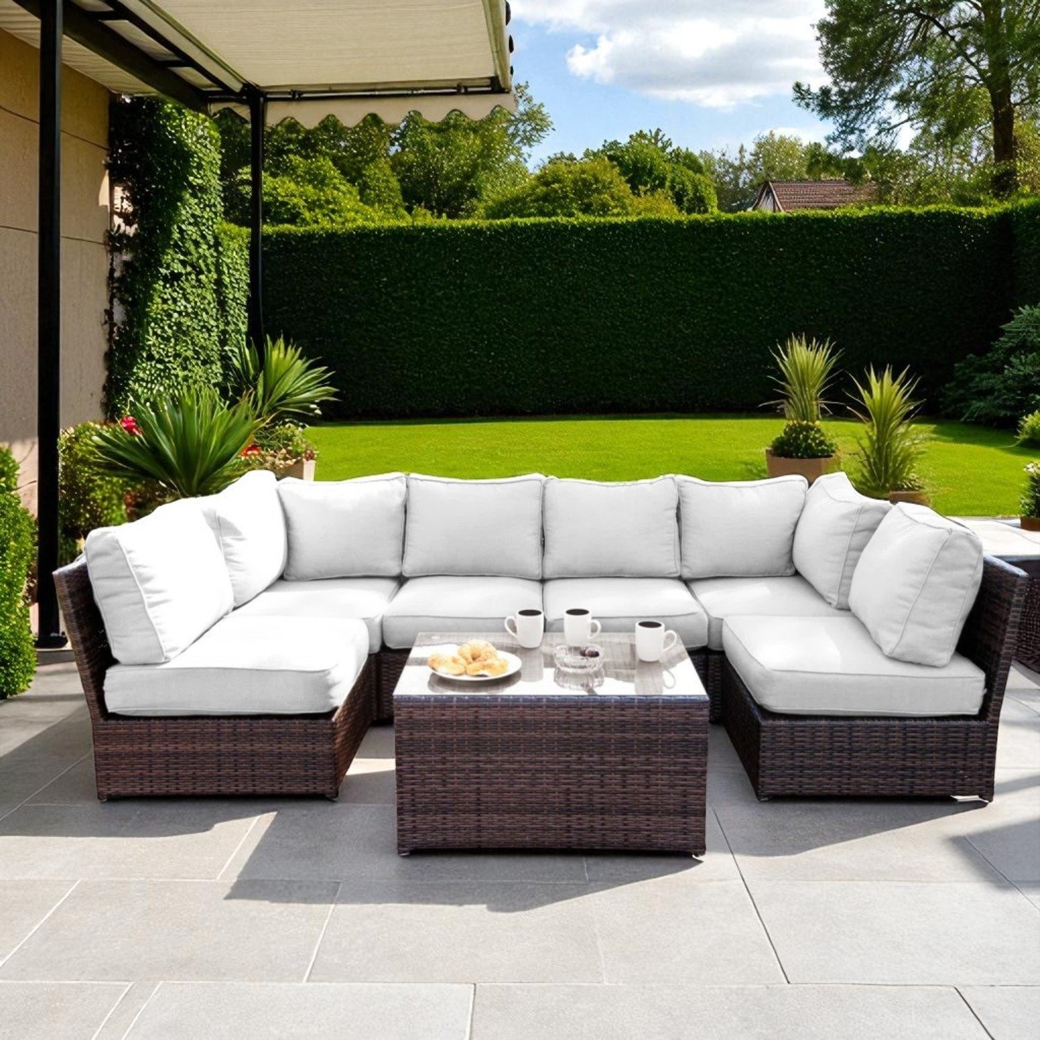Outdoor Seating Set With Cushions - Espresso - Image 2
