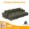 4 Seat Sofa, Deep Seat Couches With Soft Pillows And 3 Ottomans, Convertible Sofa Lounge Chair, For Living Room - Green - Image 10