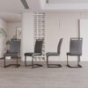Modern Dining Chairs With High Back Upholstery, C Shaped Tube Design Metal Legs (Set of 2) - Gray - Image 7