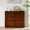Sideboard, Buffet Cabinet With 2 Outlet Holes, Storage Cabinet For Entryway, Hallway, Living Room, Kitchen, Dining Room, Bedroom - Walnut - Image 2
