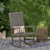 Muse - Outdoor Acacia Rocking Chair With Slat Design - Teak - Image 9