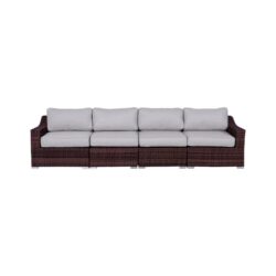 Contemporary Outdoor 4 Piece Rattan Wicker Sectional Seating Group With Cushions - Brown Mix
