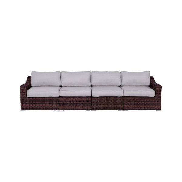 Contemporary Outdoor 4 Piece Rattan Wicker Sectional Seating Group With Cushions - Brown Mix