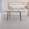 Modern Extendable Dining Table And Chair Set With Top And Metal Base, Table And Chairs For 2 - 6 People - Beige / White - Image 11