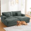 Oversized Double Chaise Lounge Sofa Bed Cloud Couch Upholstered Sleeper Sofa Daybed With 2 Supportive Pillows, USB Ports And Cup Holders - Dark Gray - Image 3