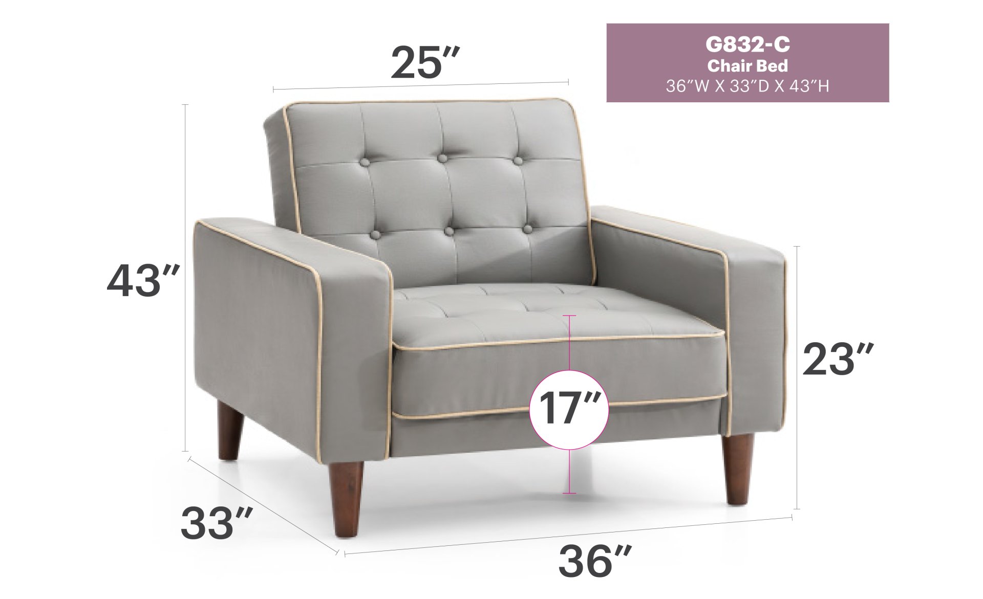 Andrews - Chair Bed - Gray - Image 6