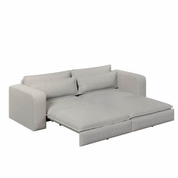 King Size Sleeper Sofa Bed, Pull Out Sofa Bed, 3 In 1 Convertible Sleeper Sofa, 3 Seat Couch With 2 Lumbar Pillows For Living Room - Light Gray