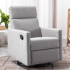 Modern Upholstered Rocker Nursery Chair Plush Seating Glider Swivel Recliner Chair - Gray - Image 23