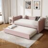 Modern Style Twin Size Upholstered Daybed With Trundle For Guest Room, Small Bedroom, Study Room - Pink - Image 4