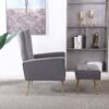 Modern Accent Chair With Ottoman, Comfy Armchair For Living Room, Bedroom, Apartment, Office - Gray - Image 6
