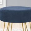 Ottoman, Pouf, Footrest, Foot Stool, Round Metal Legs, Contemporary, Modern - Blue / Gold - Image 6