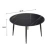Modern Artificial Stone Round Dining Table With Metal Legs, Can Accommodate 6 People - Black - Image 3