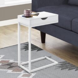 Accent Table, C - Shaped Contemporary Convenient Design - White