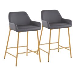 Daniella - Contemporary Glam Fixed Height Counter Stool (Set of 2) - Gray / Gold