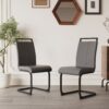 Modern Dining Chairs With High Back Upholstery, C Shaped Tube Design Metal Legs (Set of 2) - Gray - Image 5